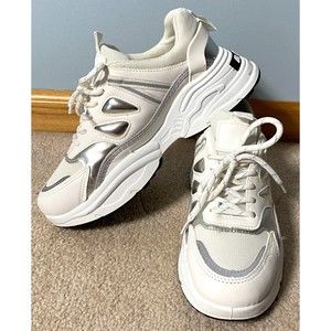 ABO Fashion Sport White Silver Athletic Running Sneakers Shoes Size 41 US 9.5